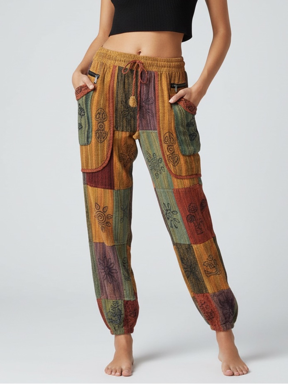 bohemian hippie patchwork pants